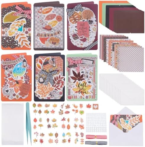 WEBEEDY 15 Sets DIY Card Making Kit for Adults,Complete Fall Greeting Card DIY Includes 15 Blank Cards, 15 Envelopes, Leaves Stickers for Birthday Thanksgiving Holiday Invitation Paper Craft Gift by WEBEEDY