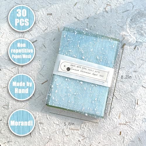 30 Pcs Handmade A5 Textured Scrapbook Paper and Mesh, Junk Journal Supplies - Image 3