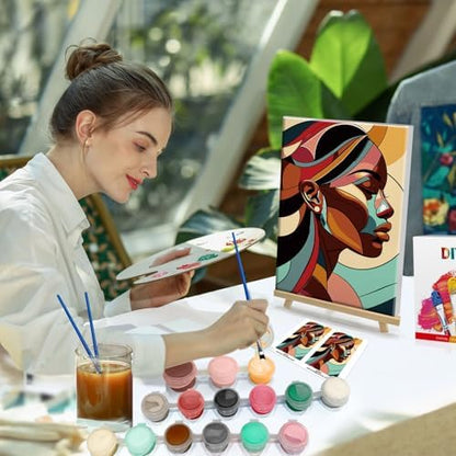 HeeBenor Framed Paint by Numbers Kit for Adults, Black Woman, 8x12 Inch - Image 3