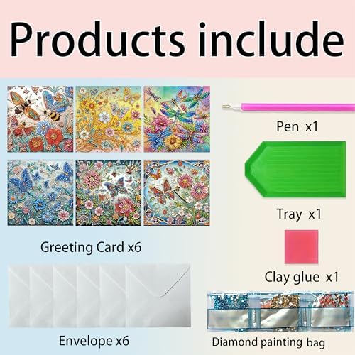 MaiYiYi 6 Packs DIY Butterfly Diamond Painting Birthday Cards Kit - Image 7