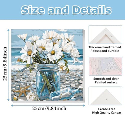 Flowers Paint by Numbers Kit for Adults Beginner, Paint by Numbers 10x10 in - Image 3