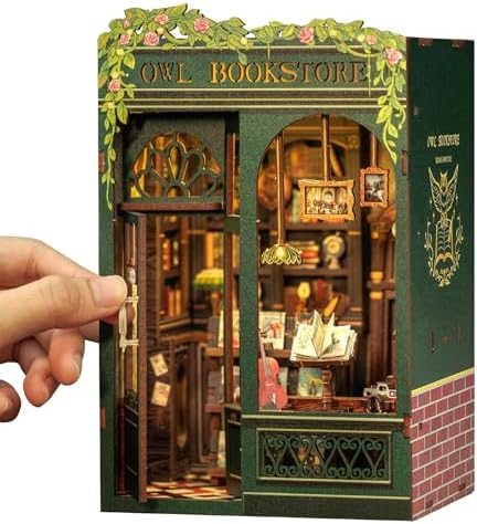 CUTEBEE Book Nook Kit, DIY Miniature House Kits for Adults, Owl Bookstore by CUTEBEE