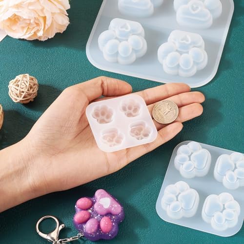 3Pcs Dog Cat Paw Print Silicone Molds Cute Puppy Kitten Paw Resin Casting Molds Pet Dog Paws Print Kit for DIY Epoxy Resin Crafts Dog Memorial Pieces Keychain Supplies 3 Sizes - Image 7