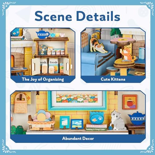 DIY Miniature House Kits-Living Room, 3D Wooden Puzzles with LED Light Tiny House Mini House Building Kit for Adults, Wooden Adults Crafts Home Decor Gifts for Parents Friends - Image 6
