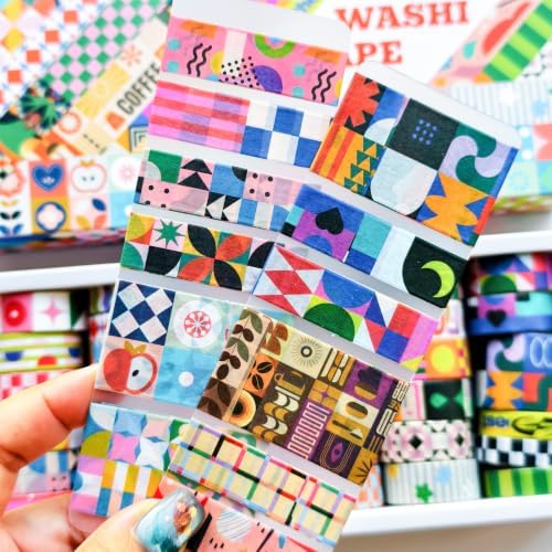 34 Rolls Geometric Washi Tape Set, Aesthetic Decorative Tape for Scrapbooking, Journaling, Bullet Journals, DIY Crafts and Gift Wrapping - Image 5