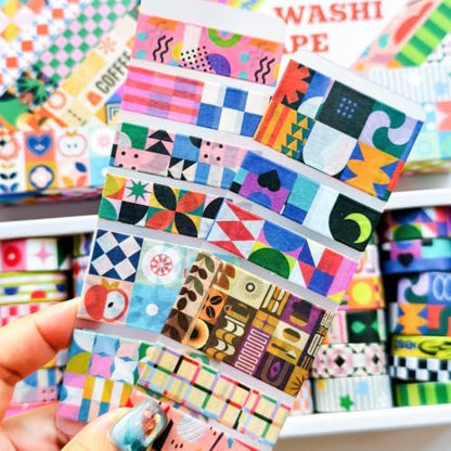 34 Rolls Geometric Washi Tape Set, Aesthetic Decorative Tape for Scrapbooking, Journaling, Bullet Journals, DIY Crafts and Gift Wrapping - Image 5