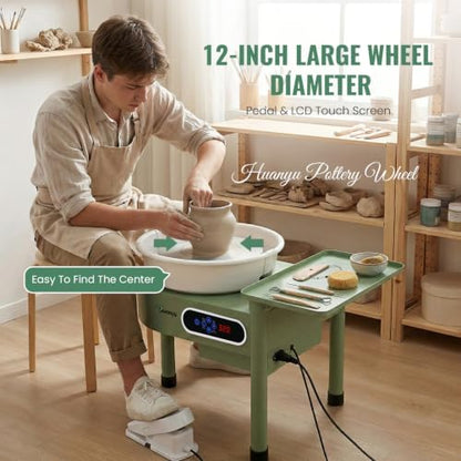 Huanyu Pottery Wheel Machine 12in with Bat System Detachable Extended Tray - Image 3