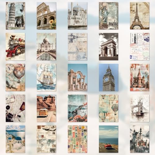 57 Sheets Vintage Travel Scrapbook Sticker Book, 500+ Vintage & Modern Stickers for Scrapbooking, 25 Pcs Ephemera Papers Art Scrapbook Supplies for Adults Teens Women Girls Junk Journal Journaling - Image 2