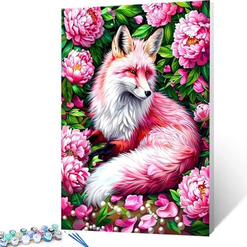 Paint by Numbers Kit for Adults Beginner, Fox Paint by Numbers Flower, DIY Easy Acrylic Watercolor Oil Painting Kit with Brushes, Arts and Crafts for Adult for Home Wall Decor, Gifts 20x26 in K-62 - Image 4