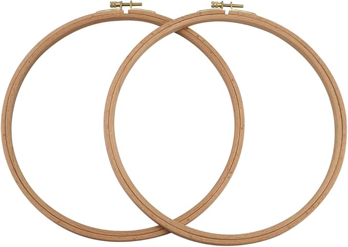 2 Pack 9 Inch Wood Embroidery Hoop, Guofa 23CM Beech Wood Cross Stitch Hoops, Hanging Hoop Frame for Decoration
