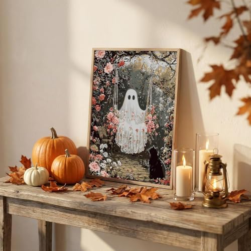 Halloween Paint by Numbers Kit for Adults-Ghost,DIY Oil Painting 10x12In - Image 7
