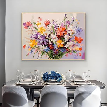 OJTOYART Colored Bouquet Paint by Numbers Kit for Adults Beginner,Adult Paintby Number Kits on Canvas, DIY Acrylic Simple Paints by Number Kits for Home Wall Decor 16 X 20 inch - Image 3