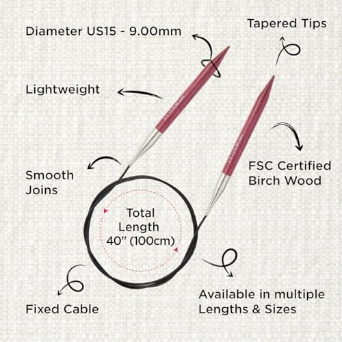 KnitPro Dreamz Fixed Circular Needles 40" (100cm) | US Size 13 (9mm) - Image 3