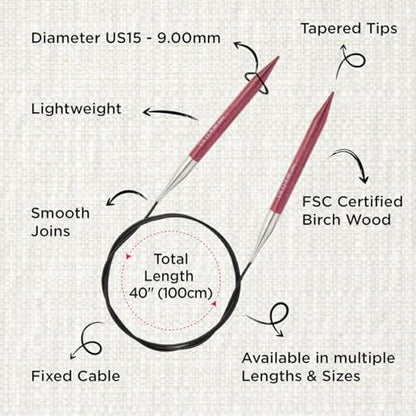 KnitPro Dreamz Fixed Circular Needles 40" (100cm) | US Size 13 (9mm) - Image 3