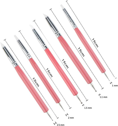 4PCS Double-Ended Metal Ceramic Clay Ball Stylus Dotting Tools and 5PCS 2 Way Silicone Polymer and Embossing Paper Flower Indentation Tool for Drawing - Image 3