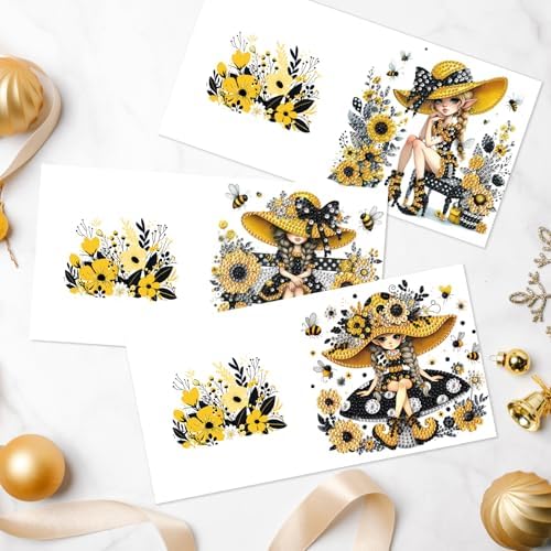 LazyFold 6Pcs DIY Diamond Art Painting Greeting Cards with Envelopes, Yellow Theme All Occasion Note Card Kit for Women, Handmade Thank You Birthday Friendship Cards Gift - Image 6