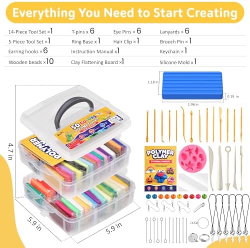 Polymer Clay Kit 50 Colors, Oven Bake Clay for Kids & Artists - Image 2
