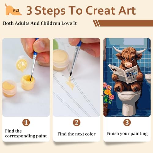 Reivworl Cow Paint by Numbers Kit for Adults Beginner 16×20 inch - Image 7