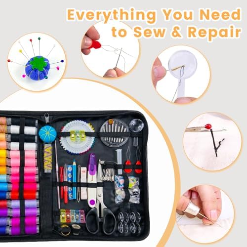 HYHJMISTY Sewing kit, Needle and Thread Kit for Sewing, 186 Pcs Sewing Accessories for Travel, Home, School and DIY Gift, Needles, Scissors, 43XL Thread Spools - Image 4