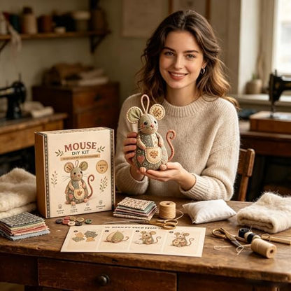 Sewing Project Kits with Fabric - Handmade Mouse Ornament - Image 3
