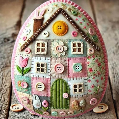Felt Easter Egg House DIY Kit - All-Inclusive Craft Set with Hand-Embroidered Materials, Bunny & Chick Patterns for Easter Decorations, Home Hanging Ornaments for Adults & Beginners (E/1PC) by Unknown