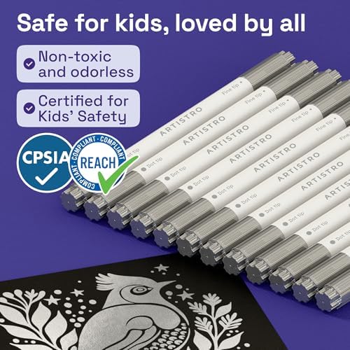 ARTISTRO Silver Dual-Tip Acrylic Paint Marker Pens - Set of 12 - Image 6