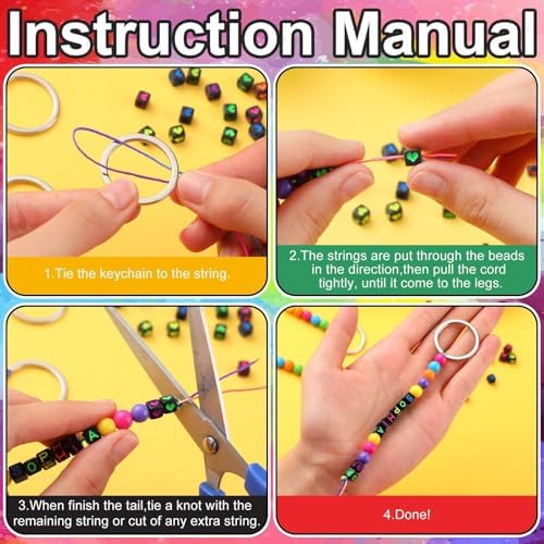 Landical 564 Pcs DIY Neon Bead Keychain Making Kit Name Beads Craft - Image 2