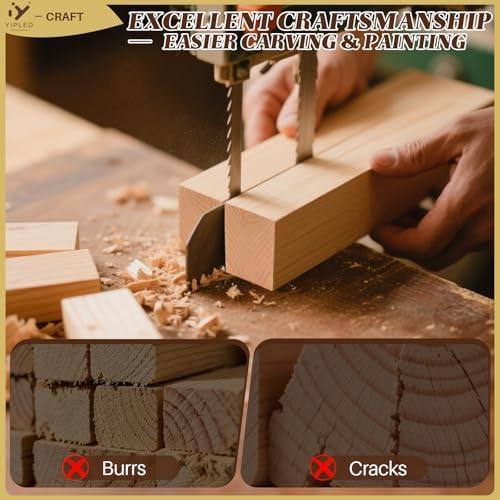 Basswood Carving Blocks, 7 PCS Whittling Wood Blocks with 5 Different Sizes, 2x4x1x1in, 2x6x1x1in, 1x4x2x2in, 1x2x2x6in, 1x3x3x10in, Carving Wood Blocks - Smooth Cut, No Cracks, Easy to Paint - Image 6