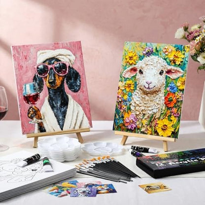 Cholemy 36 Pcs Paint and Sip Kit Gift for Adults 8''x10'',Flower Animals A - Image 2