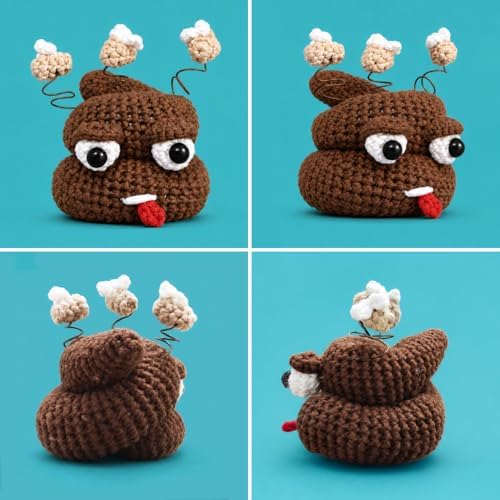 CLOUDAO Crochet Kit for Adult Beginners, Funny Poop Amigurumi Craft Kit, All Materials Included, Step-by-Step Video Tutorials for DIY Handmade Gift - Image 2