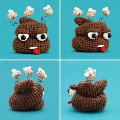 CLOUDAO Crochet Kit for Adult Beginners, Funny Poop Amigurumi Craft Kit, All Materials Included, Step-by-Step Video Tutorials for DIY Handmade Gift - Image 2