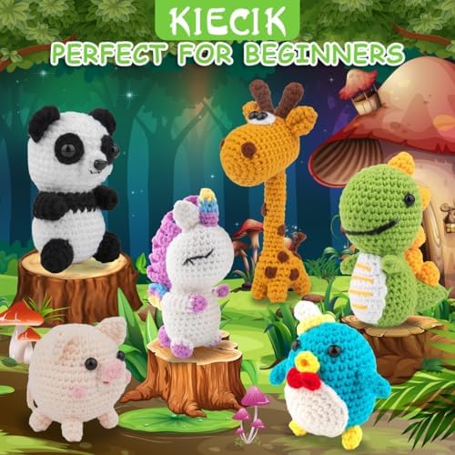 6Pcs Crochet Knitting Kit for Beginners, Crochet Animal Kits for Adults - Image 7