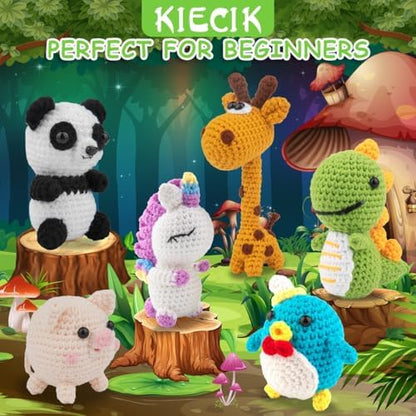 6Pcs Crochet Knitting Kit for Beginners, Crochet Animal Kits for Adults - Image 7