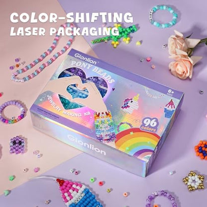 Gionlion 96 Colors 3550 Pcs Pony Beads Bracelet Making Kit, 5 Boxes Friendship Bracelet Kit with Letter Beads 6x9mm Rainbow Bead for Bracelets Jewelry Keychain Making Kit, Mothers Day Gifts Gifts - Image 6