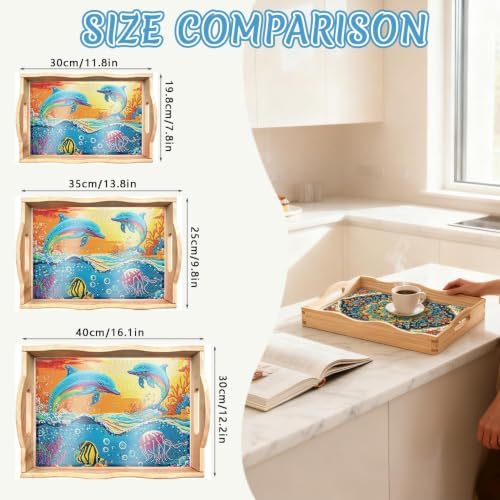 DOTSOPS Dolphin Diamond Painting Wooden Serving Tray with Handle for Adults - Image 5
