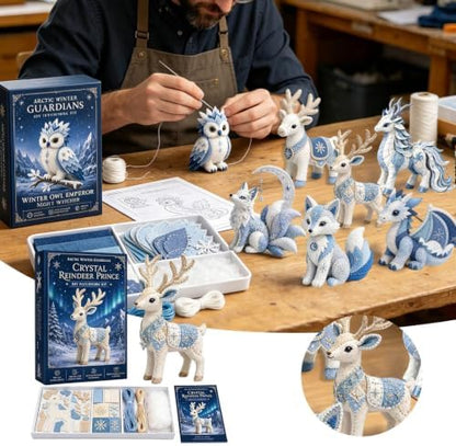 ROTORS Arctic Winter Guardians DIY Patchwork Kit, Pre Cut Felt Animal Sewing Kit, 3D Stuffed Creature Craft Set, Handmade Home Decor Gift for Beginners (Blue-H) - Image 6