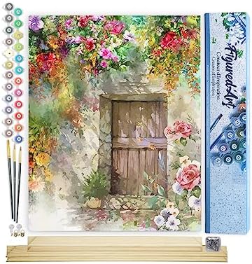 Figured'Art Paint by Numbers Kit for Adults Cave Entrance 16"x20" - Craft Art Painting Rolled Canvas with DIY Wooden Frame by FiguredArt