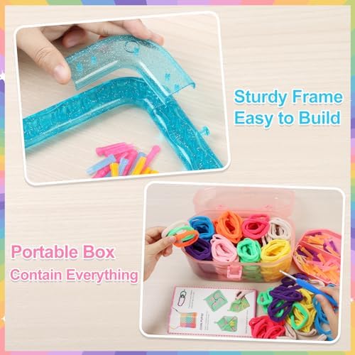 IQKidz Weaving Loom Kit Toys, DIY Arts and Crafts for Kids and Adults, Ideal Gifts for Girls Ages 5 6 7 8-12 13, Easy Potholder Loom Knitting Activity for Beginners, 224 Craft Loops - Image 2