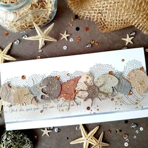 Lapoo Cutting Die for Scrapbooking, 3D Backgrounds Frame New Cutting Dies DIY Album Card Making Decor Paper Craft Metal Die Cuts Party Decorations (Whelk Sea 3.9 x 3 in) by LAPOO