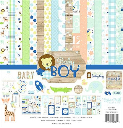 Echo Park Paper Company Baby Boy Collection Kit paper, blue, green, mint, yellow 12-x-12-Inch - Image 2