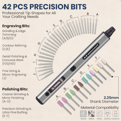 ARROWMAX Engraving Pen for Metal Wood Glass Plastic with OLED, 30000 RPM - Image 6