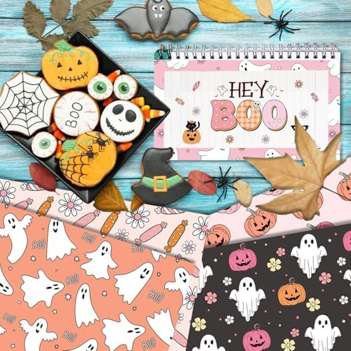 24 Sheets Halloween Pattern Paper Set, 11.8"x11.8" Halloween Scrapbooking Supplies Paper Pumpkin Ghost Spider Plaid Stripe Dot Origami Paper - 12 Styles - Image 4