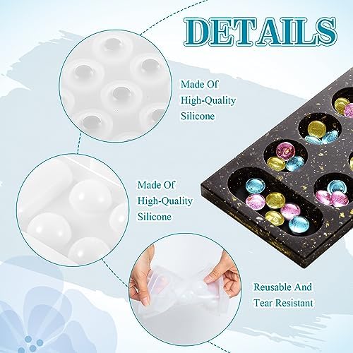 Zhehao Mancala Board Game Molds Set Epoxy Silicone Resin Molds Kit with 2 Pcs Mancala Stones Molds 4 Pcs Metal Mancala Accessories Mancala Board Resin Game Molds for Gifts DIY Family Party Board Games - Image 3