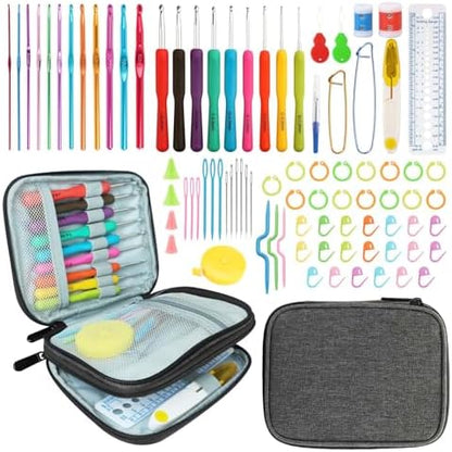 HATINXIA Crochet Hooks, 85pcs Crochet Hook Set with Storage Case, Yarn Crochet Kit for Beginners, Ergonomic Crochect Needles DIY Knitting Accessories Tools for Experienced Crochet Lovers, C3 Grey by HATINXIA