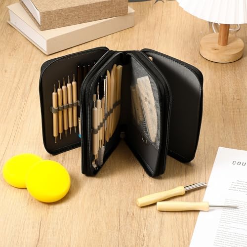 43 Pcs Pottery Tools Pottery Sculpting Tool, Potterys Kit, Clay Sculpting Tools at Home, Ceramics Tool Set with Carrying Case Bag and Apron, for Potterys Wheel, DIY Art and Craft (Natural Wood Color) - Image 4