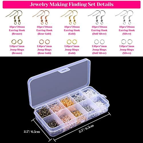 Paxcoo 1350pcs Earring Making Kit with Hooks, Rings, Pliers, Backs, Holder Cards and Clear Bags for DIY Earring Supplies and Findings - Image 3