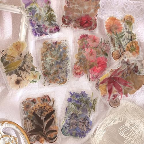 380 Pcs Natural Flower Stickers for Scrapbooking, Vintage Floral Stickers Decals Aesthetic Watercolor Stickers for Journaling Phone Case Stickers Art Bullet Junk Journal Planners DIY Craft Notebook by PAGEMORE