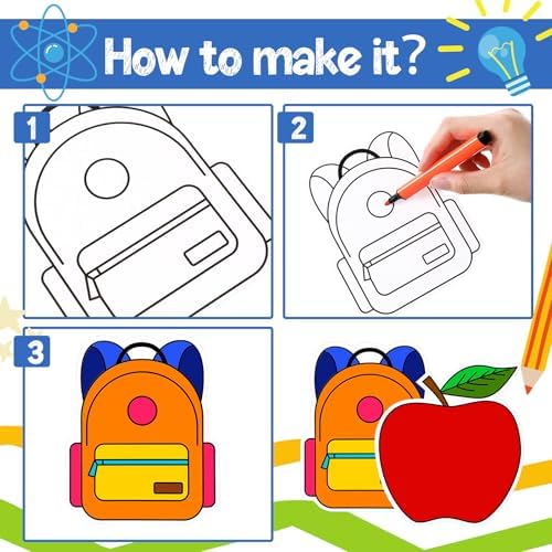 48 Pcs Welcome Back Crafts Color Your Own Paper First Day Apple Bus Backpack Coloring DIY Arts Drawing Party Gift Favor for Adult Painting Activities Party - Image 6