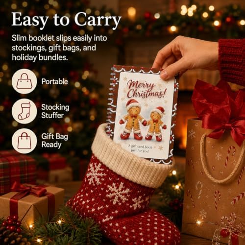 Christmas Gift Card Book, 5x7 Holiday Gift Booklet, DIY Spiral-Bound Merry Christmas College Survival Kit, 10-Page Surprise Greeting Card Book for Cards Cash, Students Graduation Gift - Image 3