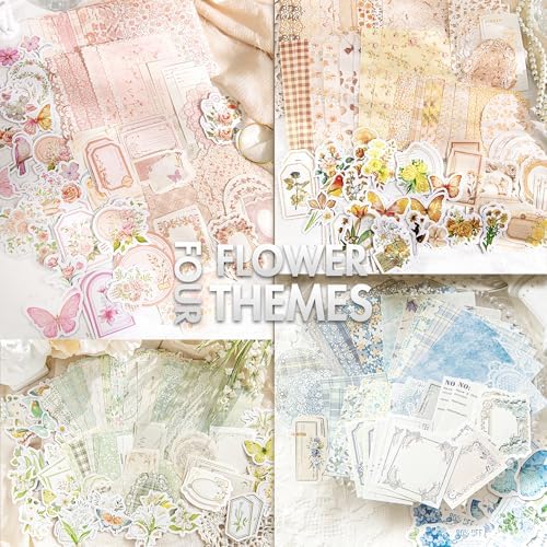 Vintage Floral Scrapbook Paper & Journaling Stickers, 400pcs - Image 2